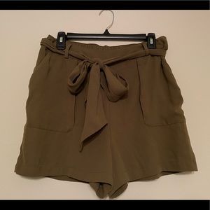 high rise paper bag shorts